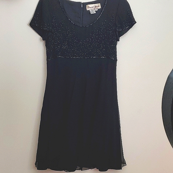 Vintage Beaded Silk Black Dress - Picture 1 of 9